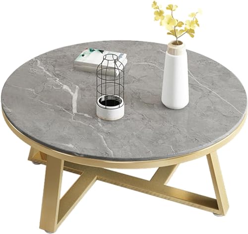 Image of Shoppee Coffee Table - Modern 2-Tier with Faux Marble Top and Gold Metal Frame - Stylish Center Table for Living Room, Sofa Table, Elegant Cocktail Table for Home, Office, Gold & Grey