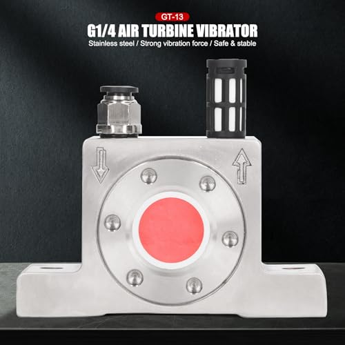 EVTSCAN G1/4\" Pneumatic Air Turbine Vibrator for Shaking Hoppers, with 60-75 dBa Quiet, GT13 High frequency Stainless Steel Industrial Air Vibrator for Material Flow - Thumbnail 2