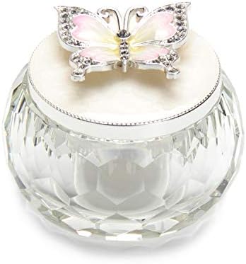 LASODY Butterfly jewelry Storage Box for Rings Earrings Necklace Treasure Chest Organizer Jewelry Keepsake Gift Box Case for Girl Women (Butterfly w/Crystal Box, Silver Plate)