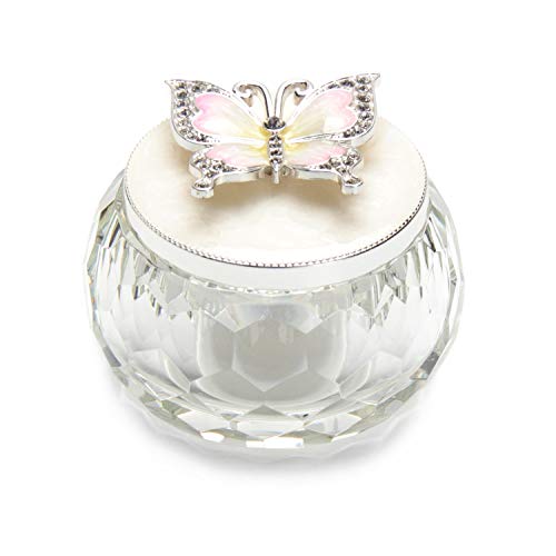 Lasody Butterfly Jewelry Storage Box For Rings Earrings Necklace Treasure Chest Organizer Jewelry Keepsake Gift Box Case For Girl Women (Butterfly W/Crystal Box, Silver Plate) #TOP8