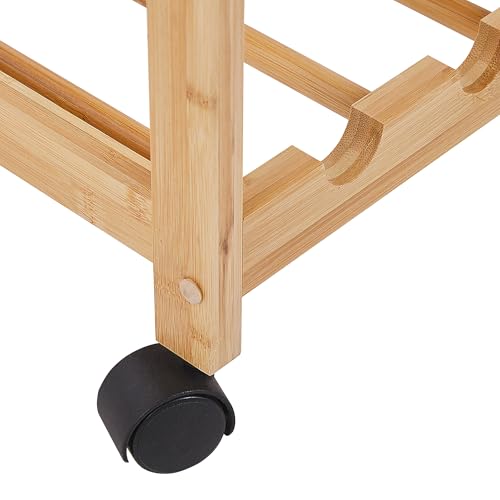 Carrello Da Cucina In Bambù In Legno Chiaro Con Ruote Portabottiglie Carrello Sala Da Pranzo Mobile - 8