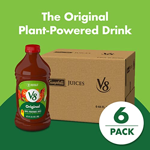 V8 Original 100% Vegetable Juice, Vegetable Blend With Tomato Juice, 64 Ounce Bottle (Pack Of 6) #TOP1