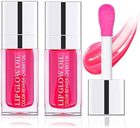 Nobeka 2 PCS Plumping Lip Glow Oil(CHERRY), Clear Tinted Lip Gloss Set, Moisturize Nourish and Enhance Your Lips with a Natural Long-Lasting Shine - Perfect for Any Occasion