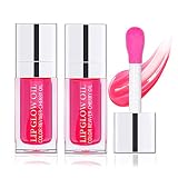 Nobeka 2 PCS Plumping Lip Glow Oil(CHERRY), Clear Tinted Lip Gloss Set, Moisturize Nourish and Enhan