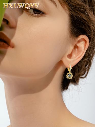 AAAAA Tahitian Black Pearl Upward Inspired Sun Earring For Women,925 Silver Saltwater Pearl Jewelry, Gift For Friend Mother Wife2