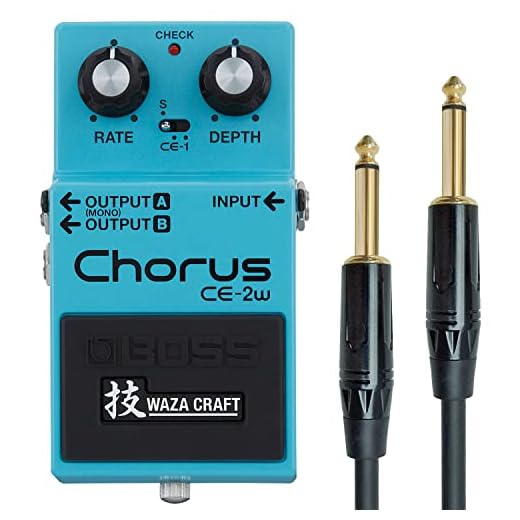 Boss CE-2W Waza Craft - Dispositivo de efectos de coro estéreo con pedal y cable jack Keepdrum