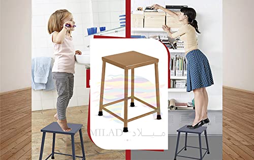 Image of MILAD SAIFIX Sitting Stool for Indoor Or Outdoor | Metal Lightweight | Stool for Office & Home, Kitchen & Garden | Heavy Duty Table (30 L x 30 W x 50 H CM's, Golden Color)