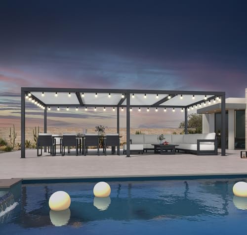 PURPLE LEAF Louvered Pergola 12' x 24' Outdoor Aluminum Pergola