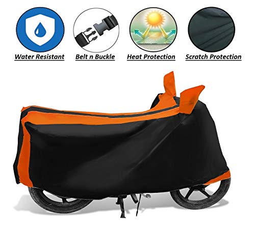 Image of Auto Hub Bike Cover Compatible with Hero Karizma R with Mirror Pocket, Dustproof, Heat Resistant, Triple Stitched, Karizma R Bike Cover- Black, Orange