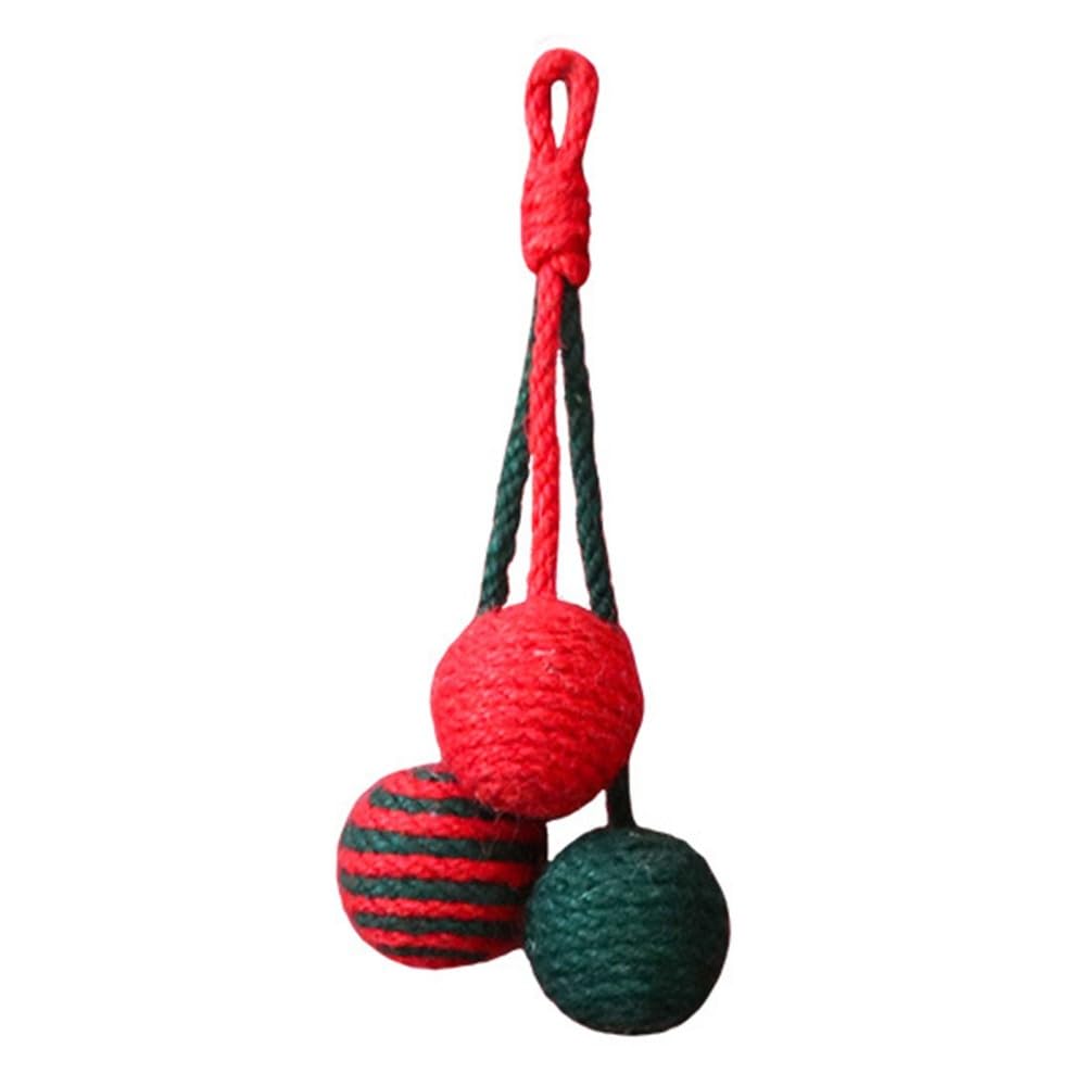 MiOYOOW Cat Toy Sisal Ball, Tricolor Hanging Balls Handmade Cat Scratcher Ball Interactive Toy for Indoor Cats Kittens