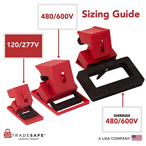 Tradesafe Circuit Breaker Lockout Device, 10 Pack, 120/277 Volt, Clamp-On Single Pole Breaker Lock Out Device, Osha Compliant, Premium Grade, Medium #TOP4