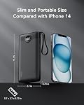 Portable Charger 22.5W Fast Charging for iPhone with Built-in Cable, VRURC 10000mAh USB C Battery Pack, Cell Phone Power Bank for iPhone 17 16 15 Series Android Tablet, Black(1 Pack) | 10000mAh Compact Portable Phone Charger, 5 Outpputs USB C Battery