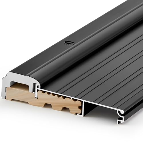 Blulu 36 Aluminum Exterior Door Threshold 5 5/8 Swing Threshold Black Heavy Duty Aluminum Door Sill Pan for Weatherproof & Easy Install for Residential/Commercial Use (1 Pcs)