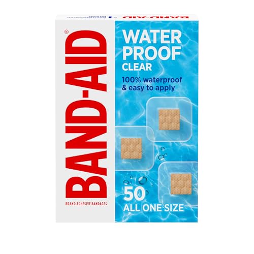 BAND-AID Brand Waterproof Clear Spot Adhesive Square Bandages, Individually Wrapped Small Spot Bandages for Wound Care for Minor Cuts & Scrapes, Waterproof, One Size, 50 ct