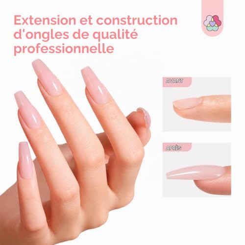 Saviland 100 millilitre Gel Ongle U V Construction, Builder Gel Ongles Professionel Dur Rose Clair Grande Capacité pour Protéger les Cassés, Renforcement, Nail Art, Manucure Réparation – vue 4