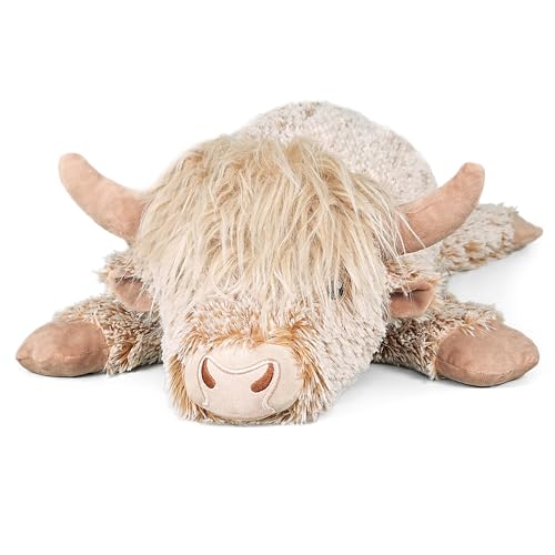 Dutioavg 3.5Lbs Weighted Stuffed Animals Microwave Highland Cow Plush with Removable Heating Pad，23