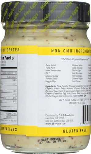 Lemonaise - A Zesty Citrus Mayo - All Natural Lemon Mayonnaise For Sandwich Spreads, Dips, and Dressings - 12 Ounce Jar (Pack of 2)