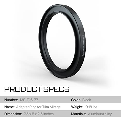 Bague d'adaptation Tilta anti-reflet pour objectif 77 mm noir - 3