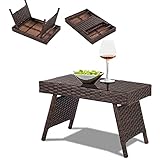 ★ Einfach zu entfalten & zu falten ★ Da die Struktur dieser Gartentisch sehr einfach ist, lässt er sich leicht entfalten. Dank des faltbaren Designs können Sie diesen Gartentisch zur Aufbewahrung zusammenklappen, wenn Sie ihn nicht verwenden, um Platz zu sparen.