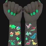 Coszeos Luminous Dinosaur Temporary Tattoos for Kids 12Sheets, Glow In The Dark Fake Animal Tattoo S