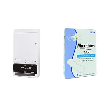 Evogen SAN NAP/Tampon Dual Dispenser and HOSPECO MT4 Maxithins Vended Sanitary Napkins #4 Case of 250
