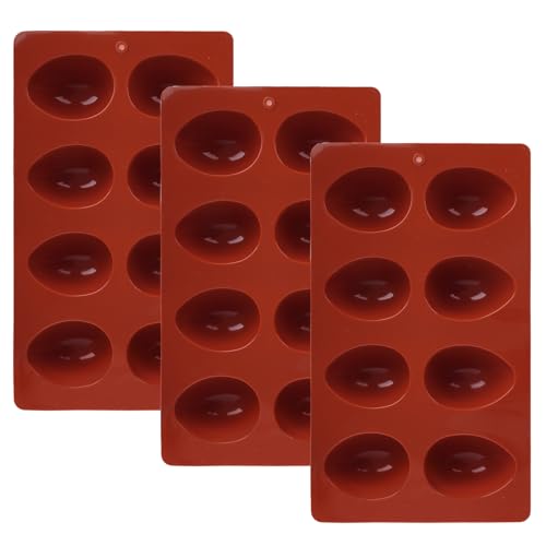 3Pcs 8-Cavity Easter Silicone Egg Molds, Baking Supplies for DIY Cake Decoration, Chocolate, Candy, Jello, Pastry, Muffin, Bread, Ice Cube