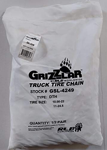 Grizzlar GSL-4249 Alloy Truck Ladder Twist Link Tire Chains 10.00-22, 11-24.5