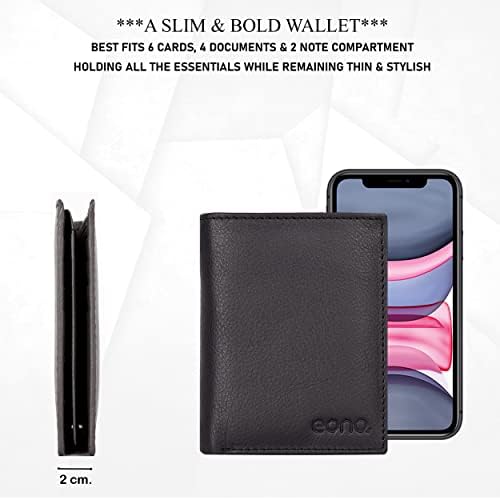 Amazon Brand - Eono Men and Women Genuine Leather Wallet for Slim Leather RFID Blocking System in Brown Minimalist Wallet