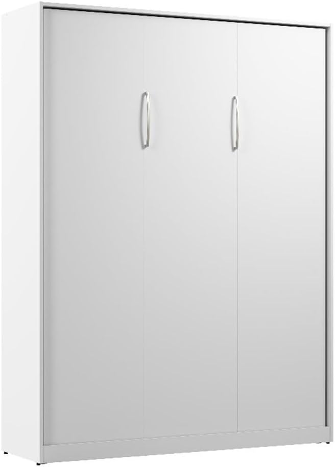 Pemberly Row Modern Queen Murphy Bed, Engineered Wood, White Finish, 85.63H x 64.41W x 91.16D, Dual Piston System, Fold Down Wall Bed, Space Saving Design, Bedroom Furniture