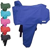 Tahoe Premium Nylon Waterproof Western Saddle Cover with 6 Elastic Straps to Hold in Place- Blue