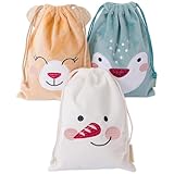 Papierdrachen Geschenkbeutel Weihnachten & Nikolaus – 3 Stoff-Säckchen aus weichem Plüsch mit...