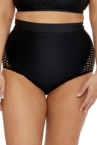 Women's Castaway Plus Size High Waisted Bikini Bottom, Full Coverage, Swimwear Separates