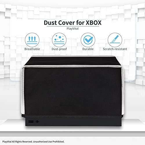 PlayVital Nylon Horizontal Dust Cover for Xbox Series X Console, Soft Neat Lining Dust Guard, Anti Scratch Waterproof Cover Sleeve for Xbox Series X Console - Black & Light Gray Trim