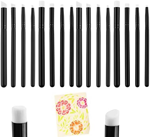 16 PCS Detailed Mini Ink Blending Brushes for Card Making 4 Kinds of Head Smooth Blending Ink Painting Small Brushes Hand Tools for Stencils,Deal with Small Details DIY Scrapbooking Paper Cards Making
