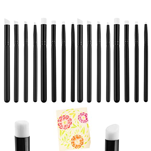 16 Pcs Detailed Mini Ink Blending Brushes For Card Making 4 Kinds Of Head Smooth Blending Ink Painting Small Brushes Hand Tools For Stencils,Deal With Small Details Diy Scrapbooking Paper Cards Making #TOP22