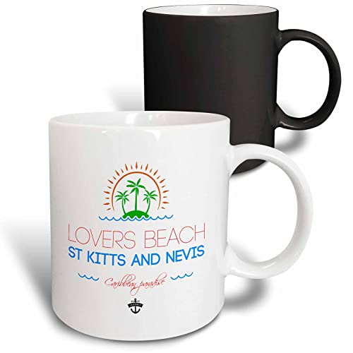 3dRose Lovers Beach, St Kitts & Nevis Caribbean 11oz Magic Transforming Mug