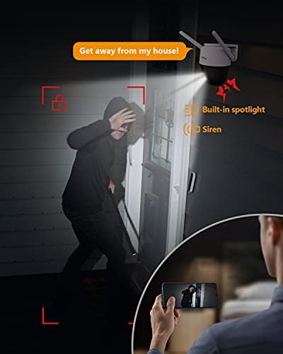 Outdoor Security Camera with 30m Color Night Vision, 4MP 2.5K 360° PTZ CCTV Surveillance Camera with Pan Tilt, WiFi Wireless Home Camera, Motion Detection/2-Way Audio/SD Cloud Storage/Work with Alexa
