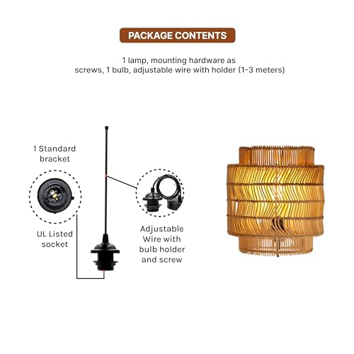 Image of Habere India-All the Cultures Fabricating India Wall Lamp | Decor Lights | Night Lamp for Bedroom | Mount Lights | Bamboo Wall Lamp (L22 x W9.5 x H23.5 cm)