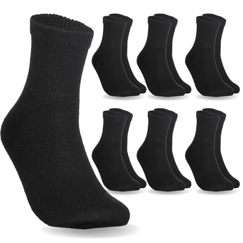 imagen de 6 Pares Calcetines para Diabéticos Hombre y Mujer, Calcetines de Algodon para Diabetico, Calcetines para Dormir Sin Costuras y Opresión