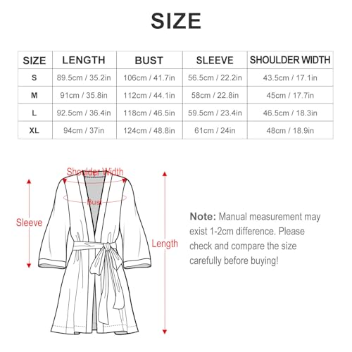 Oudrspo Robe de chambre femme Blueberry à manches longues et ceinture, douce, longueur genou, vêtement d'intérieur – vue 2