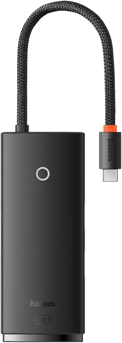 Baseus Lite 5-in-1 Multifonksiyonel Type-C Hub Şarj İstasyonu – Siyah, HDMI, USB 3.0, SD Kart Okuyucu, Kompakt ve Taşınabilir Tasarım