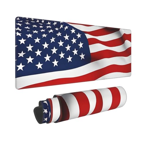 Tapis de souris de jeu drapeau patriotique format XXL antidérapant et imperméable