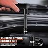 BLACKROBOT E Torx & Star Socket Set With Rail, 11-Piece Female External Sockets, 3/8 1/4 Drive Precision Torque Inverted Torx Kit, E4 E5 E6 E7 E8 E10 E12 E14 E16 E18 E20 Reverse Socket