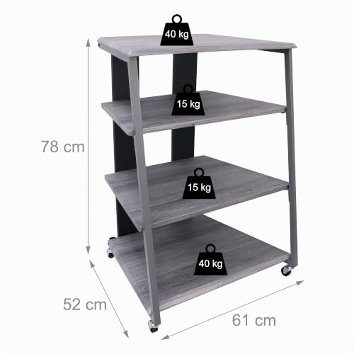Miniatura 4 de (Usado) Relaxdays Estantería Para Hifi, 4 Niveles, Hierro Y Mdf, 78x61x52 Cm, Gris