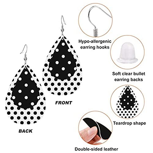 Faux Leather Earrings Teardrop Dangle Earrings PU Leaf Earring Lightweight For Women2