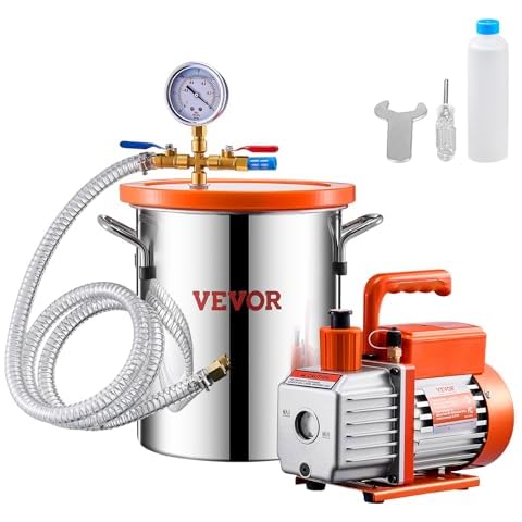 VEVOR 3 Gallon Vacuum Chamber with 3.5 CFM Pump Cover