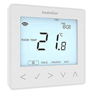 Heatmiser NeoStat Programmable Water and Central Heating Thermostat Works with the NeoHub for Smart Control Alexa Google Assistant and Apple Home Kit (White)
