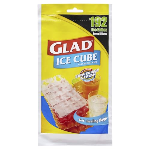 Glad Ice Cube Bags, Hygenic & Clean Self-Sealing Bags for Making 192 Ice Cubes, 1 Count