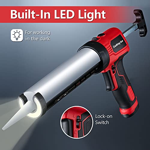 MARSOSAUR Caulk Gun, Non-Drip Electric Caulking Gun with 300 KG Thrust, Cordless Silicone Tool Gun with Constant Flow Tech, Lightweight 10oz Caulk Guns with LED Light by MARSOSAUR - Image 4