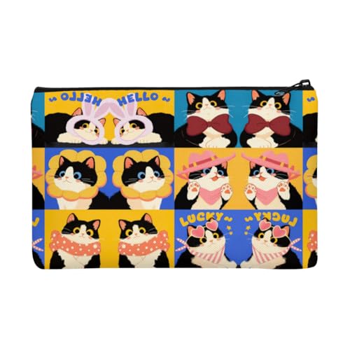 かわいい 黒猫 化粧ポーチ コスメポーチ 化粧品袋 化粧バッグ メイクポーチ トイレタリーバッグ 収納 バッグ トラベルポーチ 口紅 収納 小物入れ 小物類の収納用 持ち運び 旅行用